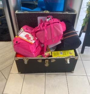 Backpacks and school supplies packed and ready to be delivered to children in need